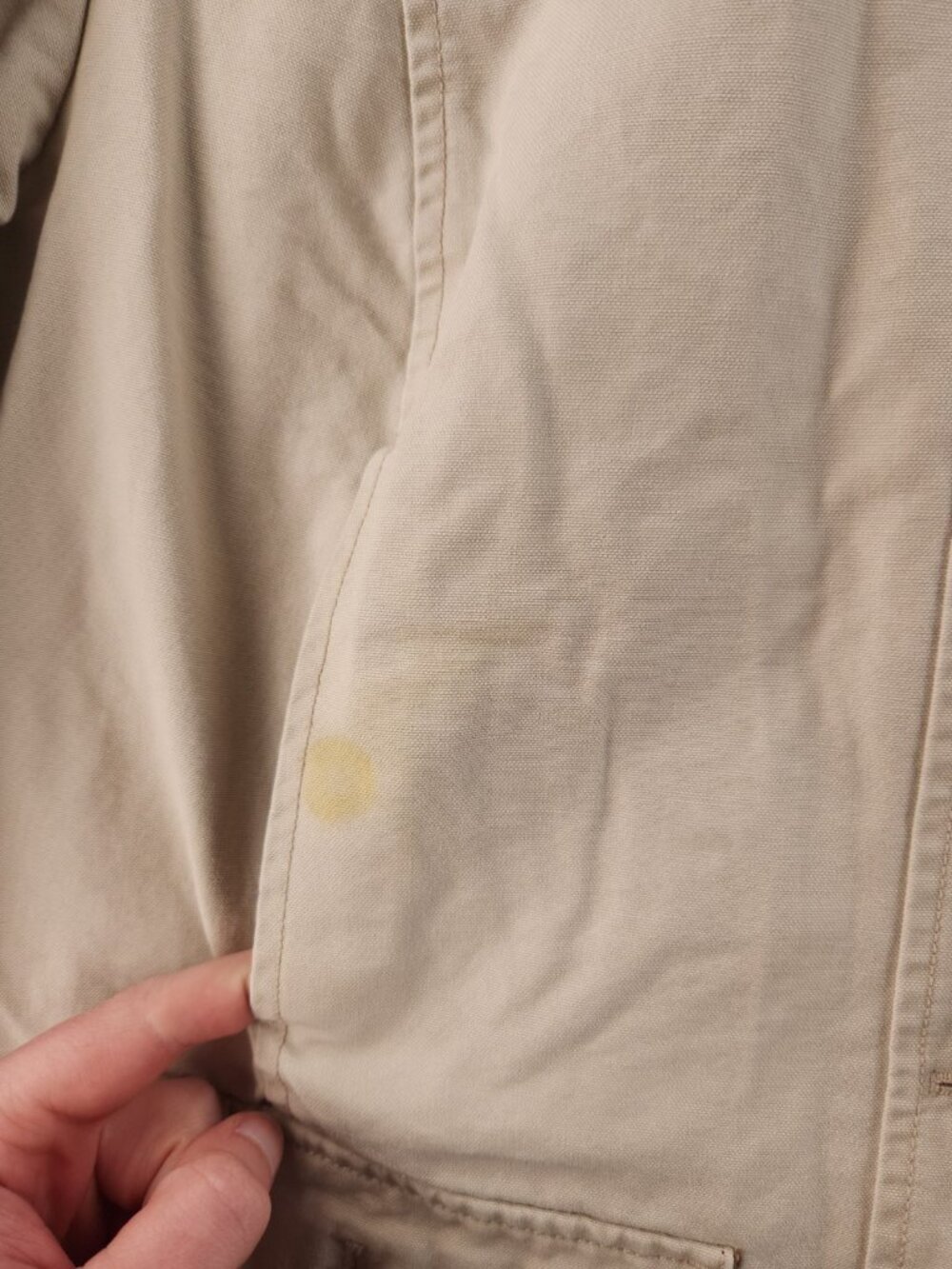 LL Bean Chore Coat Canvas Farm Ranch Barn Beige Small Petite Collared 267092 - Picture 6 of 16